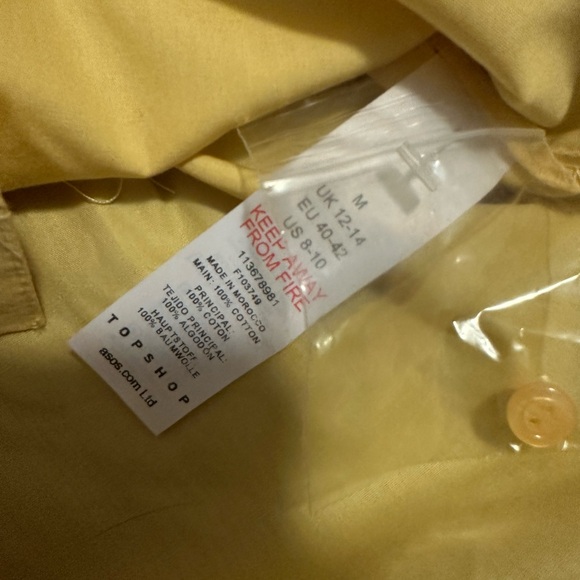 Topshop Medium NWT Yellow Button-Up Blouse - Picture 5 of 7